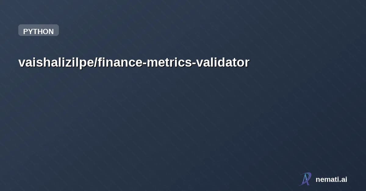 vaishalizilpe/finance-metrics-validator — Finance-focused SQL validation tool with DuckDB reconciliation and CI gating
