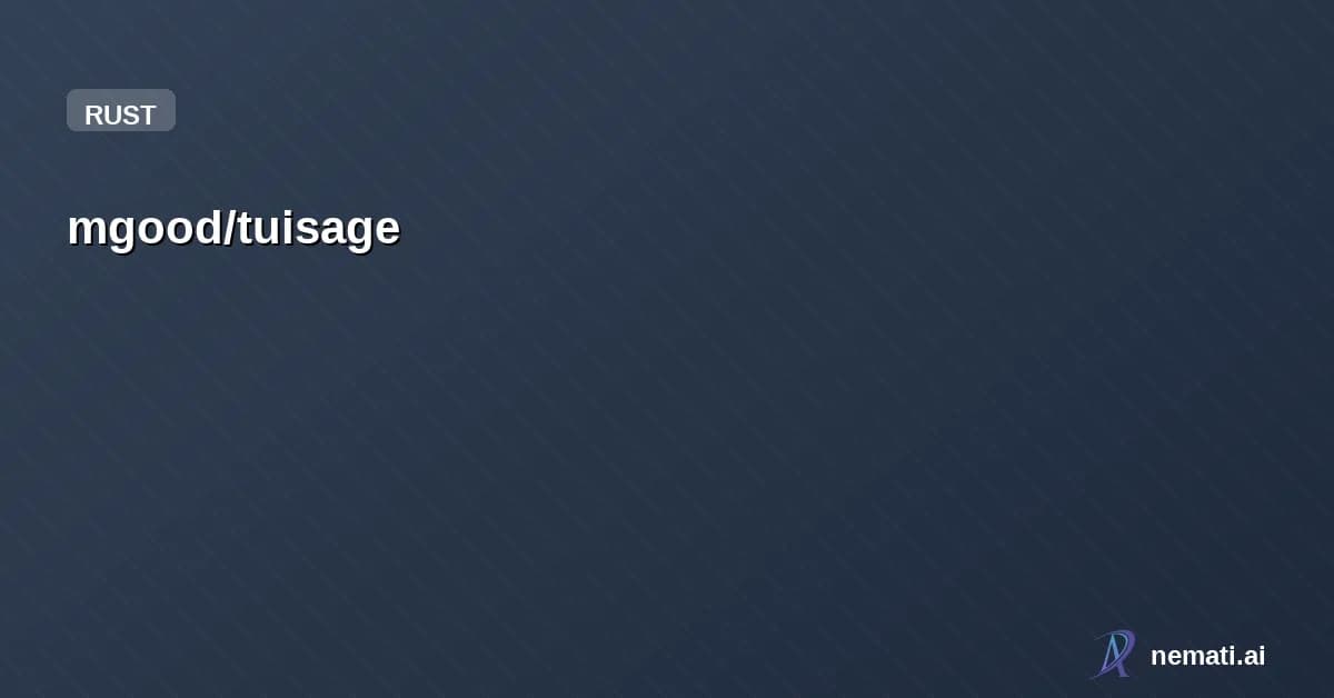 mgood/tuisage — A terminal UI for running mise tasks or other commands supporting the --usage sp