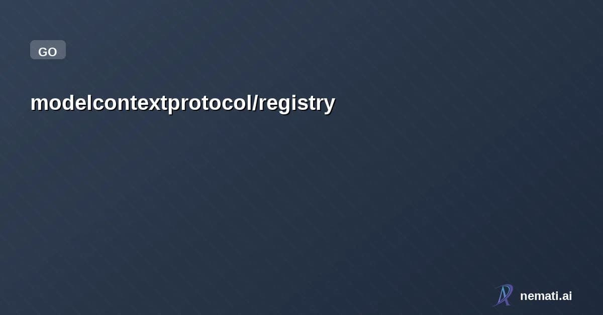 modelcontextprotocol/registry — Star


  

  
    
    


      
        modelcontextprotocol /

      registry 