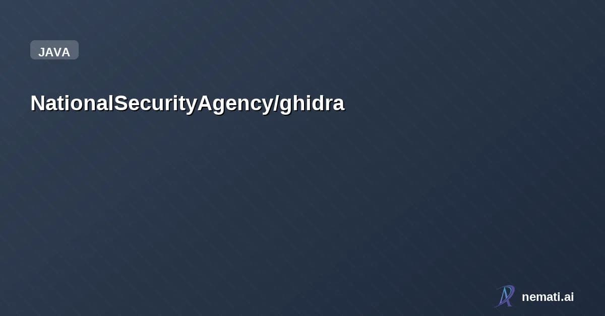 NationalSecurityAgency/ghidra — Star
NationalSecurityAgency /
ghidra