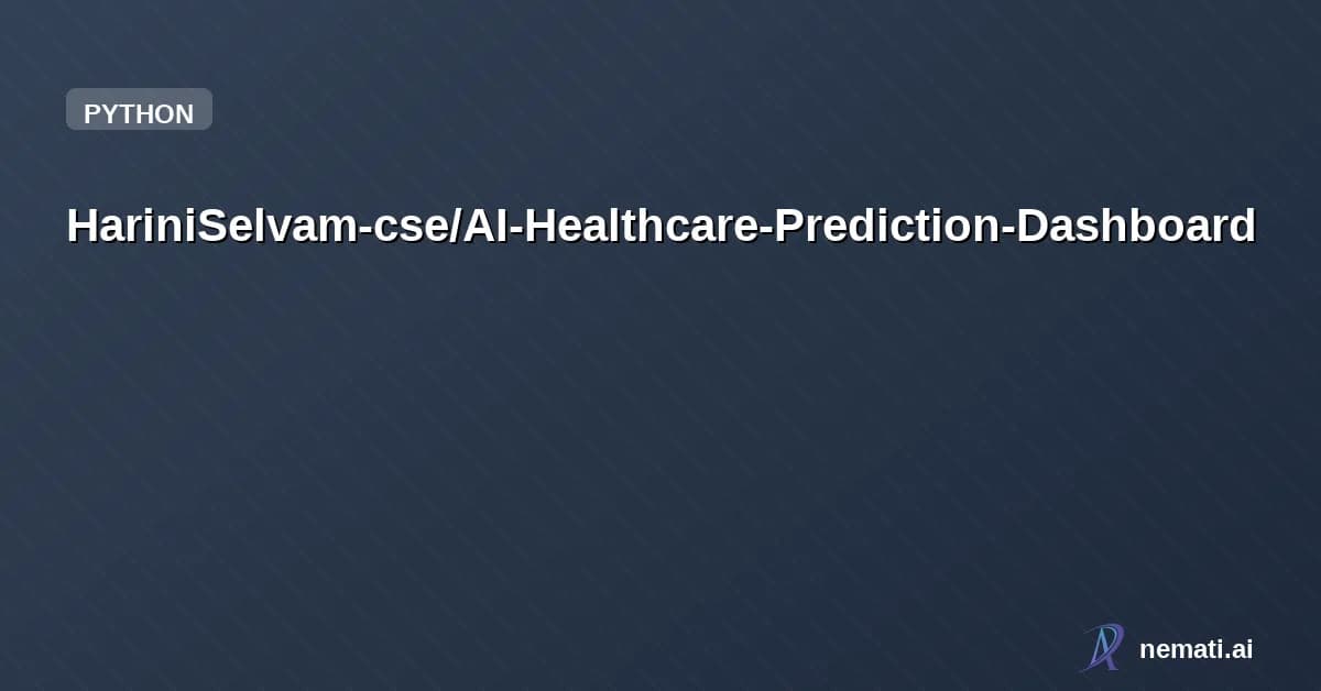 HariniSelvam-cse/AI-Healthcare-Prediction-Dashboard — AI-powered healthcare dashboard using Streamlit that integrates drug recommendat