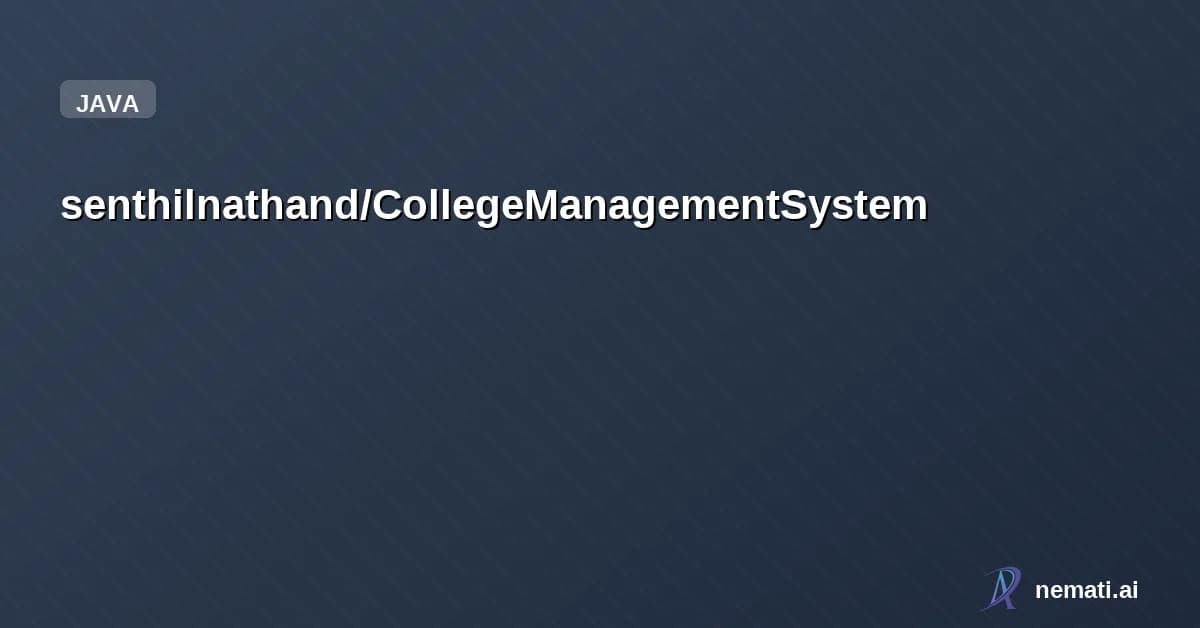 senthilnathand/CollegeManagementSystem — The College Management System is a web-based application developed using Spring 
