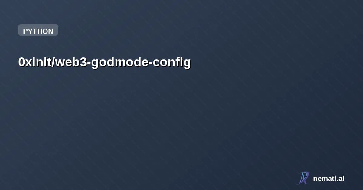 0xinit/web3-godmode-config — my personal claude code config of a chad crypto engineer.