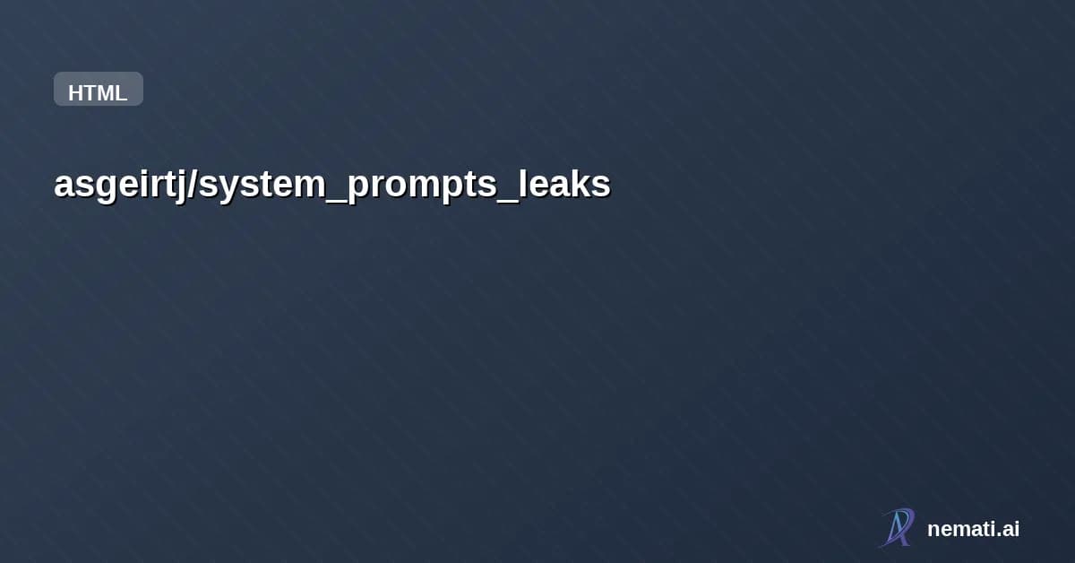 asgeirtj/system_prompts_leaks — Sponsor
    
  



      
            
    

    

        
          Star


  
