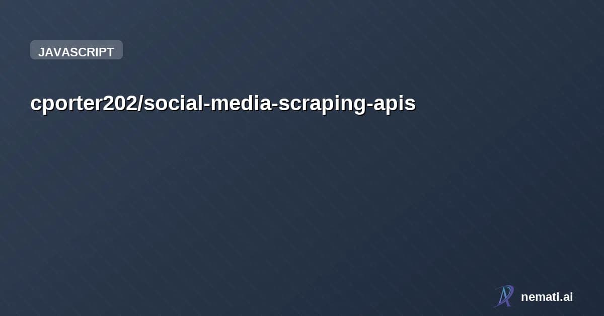 cporter202/social-media-scraping-apis — A curated collection of social media scraping APIs and tools for Instagram, Link
