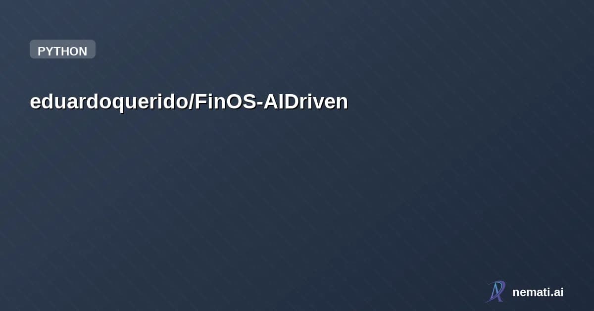 eduardoquerido/FinOS-AIDriven — FinOS: AI-Driven Financial Orchestrator