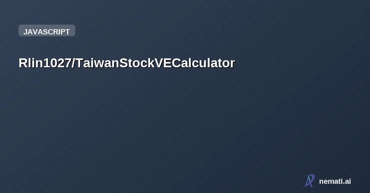 Rlin1027/TaiwanStockVECalculator — 台股七模型估值系統 — DCF, PER, PBR, 股利, CapEx, EV/EBITDA, PSR