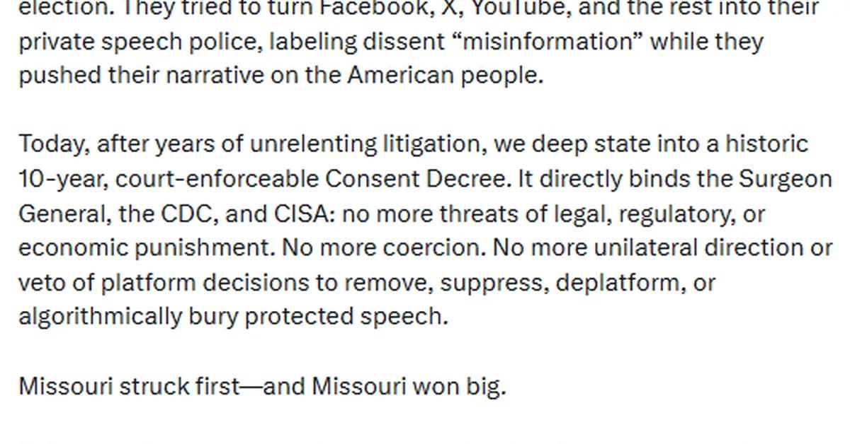 The Missouri v. Biden 'Settlement' Is A Fake Victory For A Case They Lost