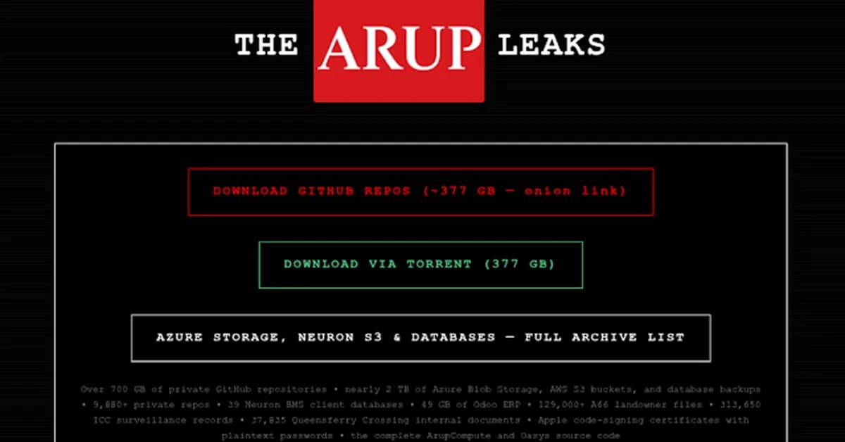 UK Cybercrime Journal: Arup Group Breached by FulcrumSec