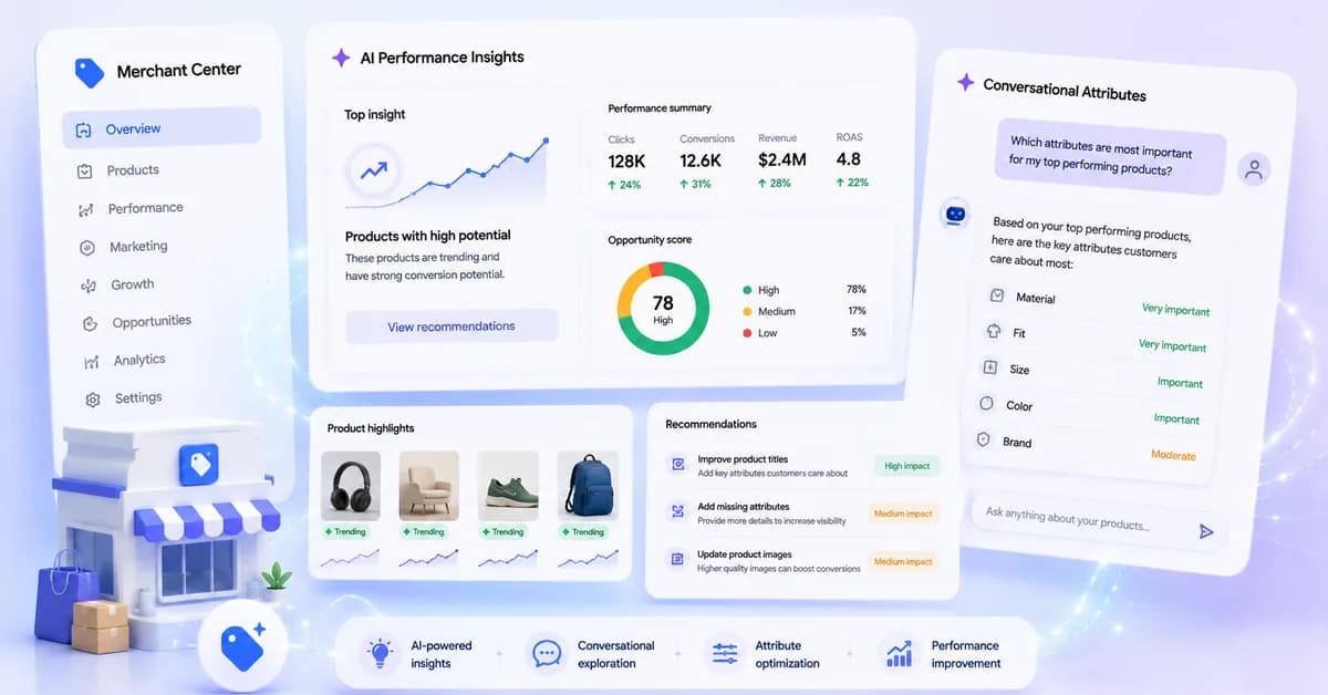 Google launches AI Performance Insights and Conversational Attributes in Merchant Center