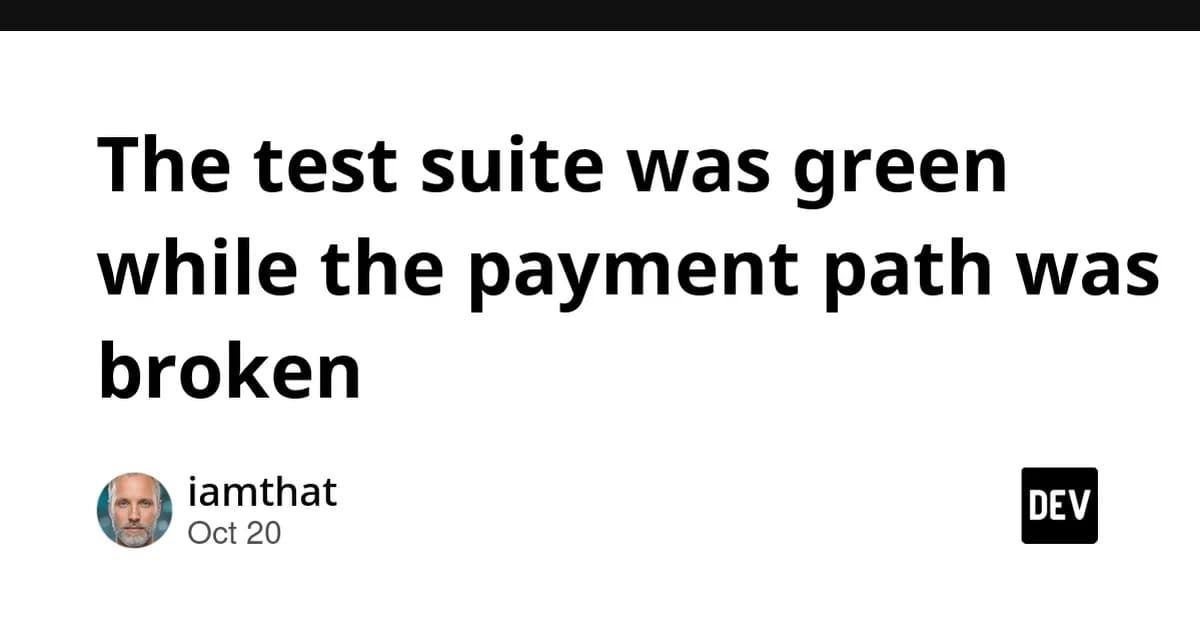 The test suite was green while the payment path was broken