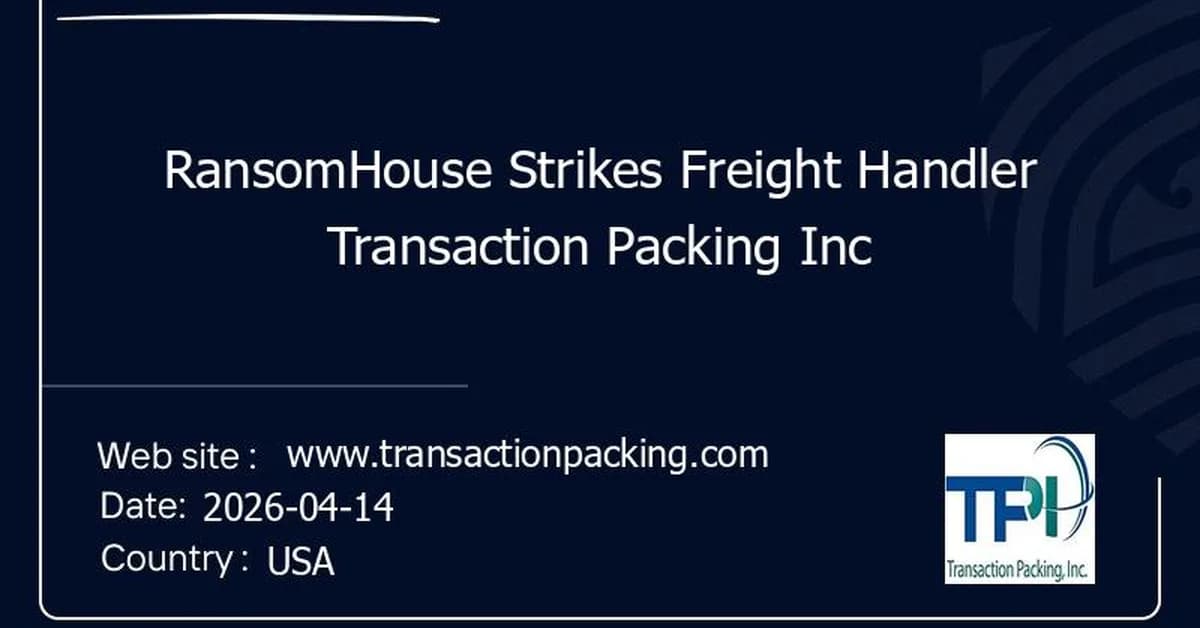 RansomHouse Strikes Freight Handler Transaction Packing Inc