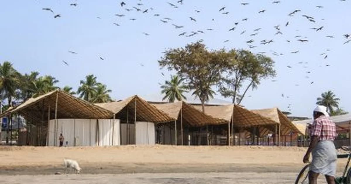 The Purple Ink Studio draws on ship sails for seaside pavilion in Kerala