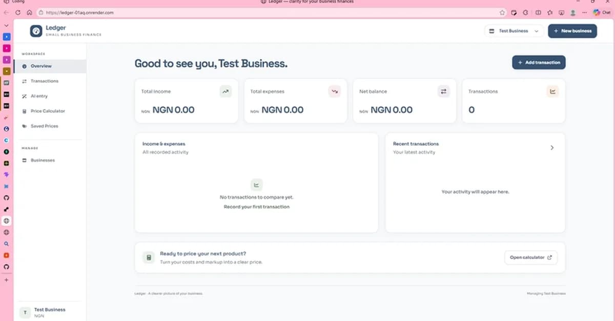 Ledger: A Small-Business Finance Tracker with Groq-Hosted Open-Weight AI
