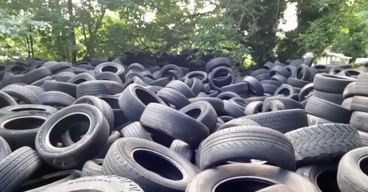Someone Illegally Dumped Hundreds of Tires on This Guy's Property Without Him Knowing