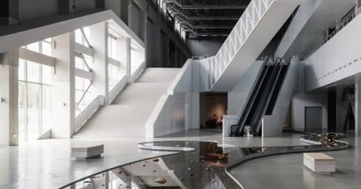 SESC Pompéia indoor pond replicated for Lina Bo Bardi exhibition in Shanghai