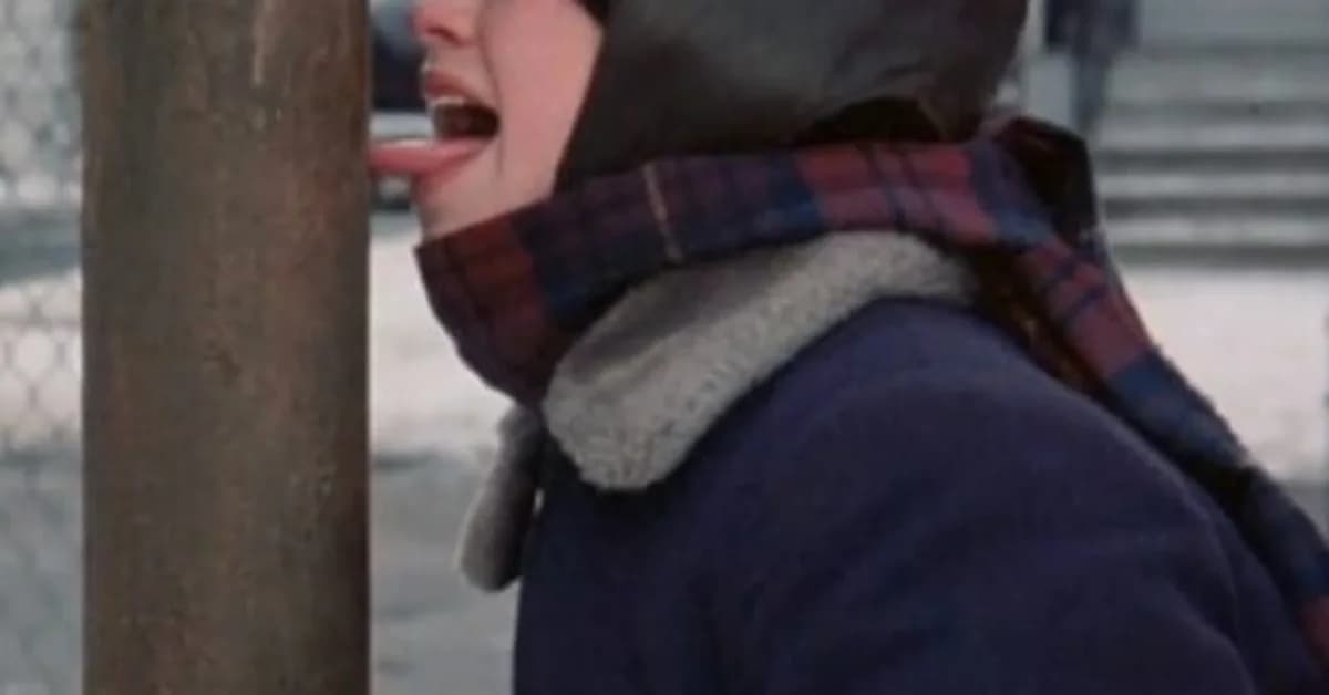 Don't lick that cold metal pole in winter-if you do, don't panic