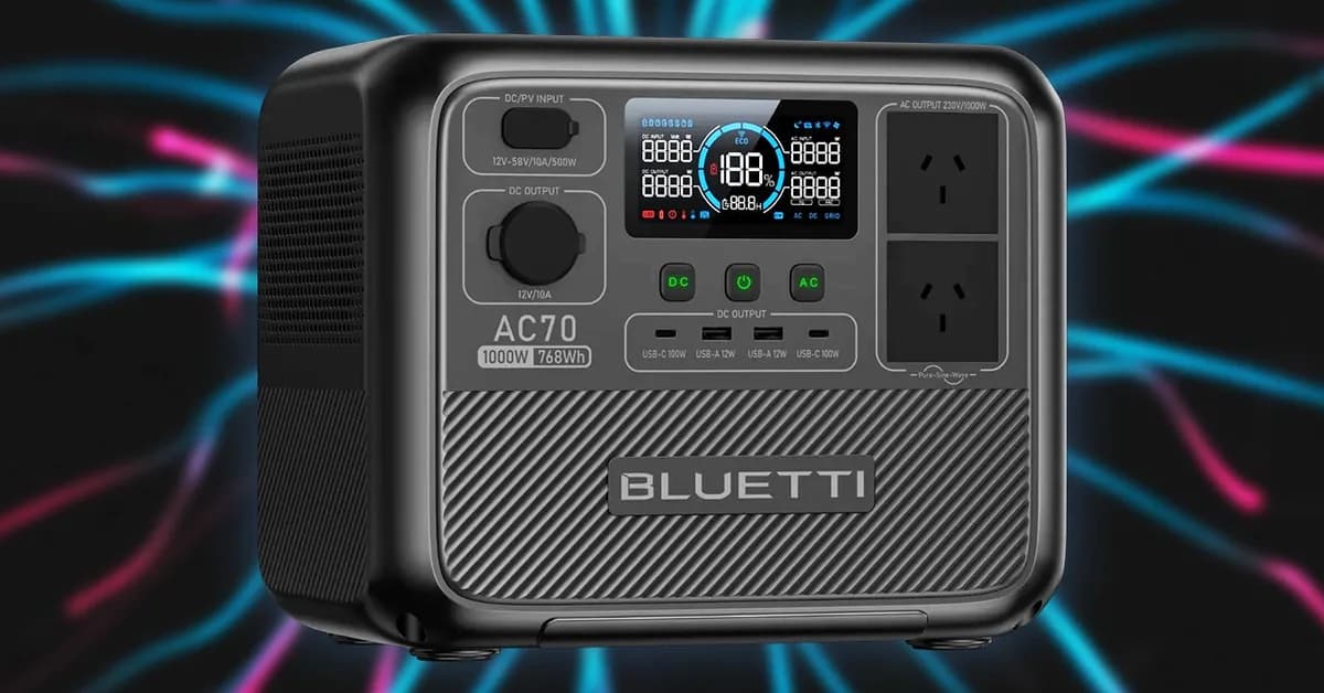 Bluetti's Popular AC70 768Wh 1,000W LiFePO4 Power Station With 5 Year Warranty Drops to $220