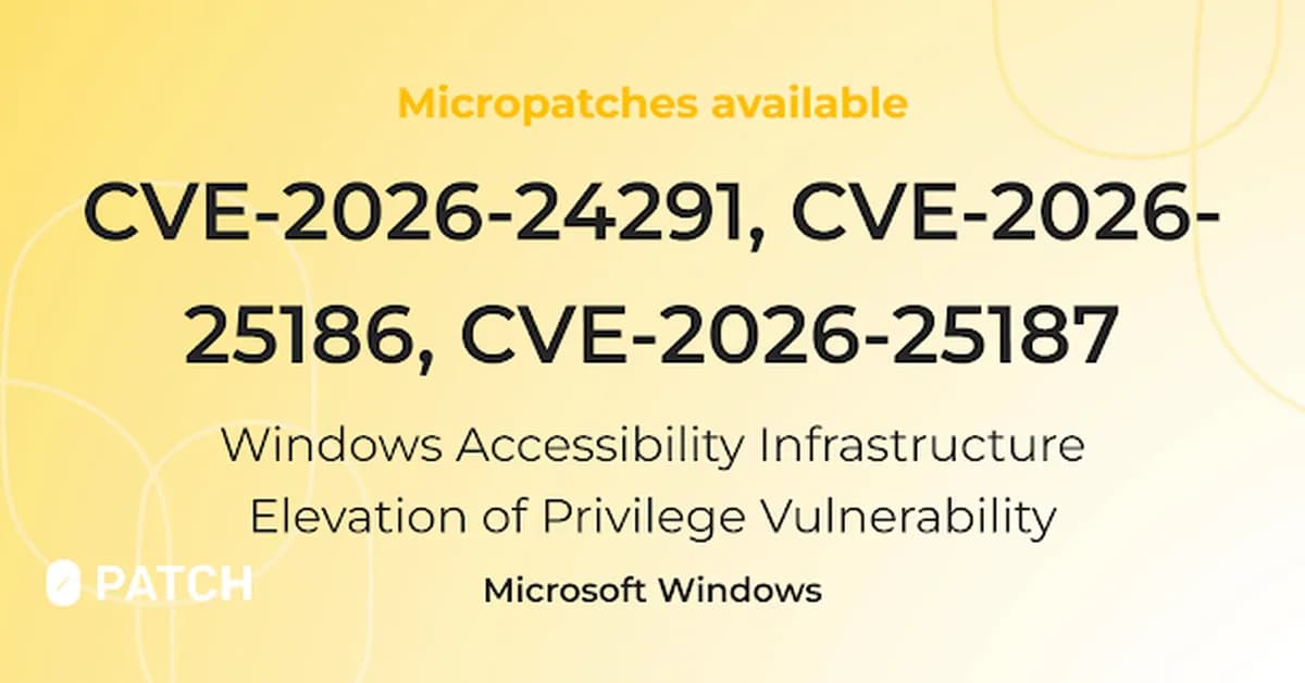 Micropatches released for Windows Accessibility Infrastructure Elevation of Privilege Vulnerability (CVE-2026-24291, CVE-2026-25186, CVE-2026-25187)