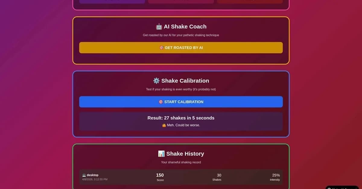 ✨ What I Built for the DEV April Fools Challenge: 🎵 Shake-to-Volume Music Player + 🐍 Shake-Controlled Snake Game