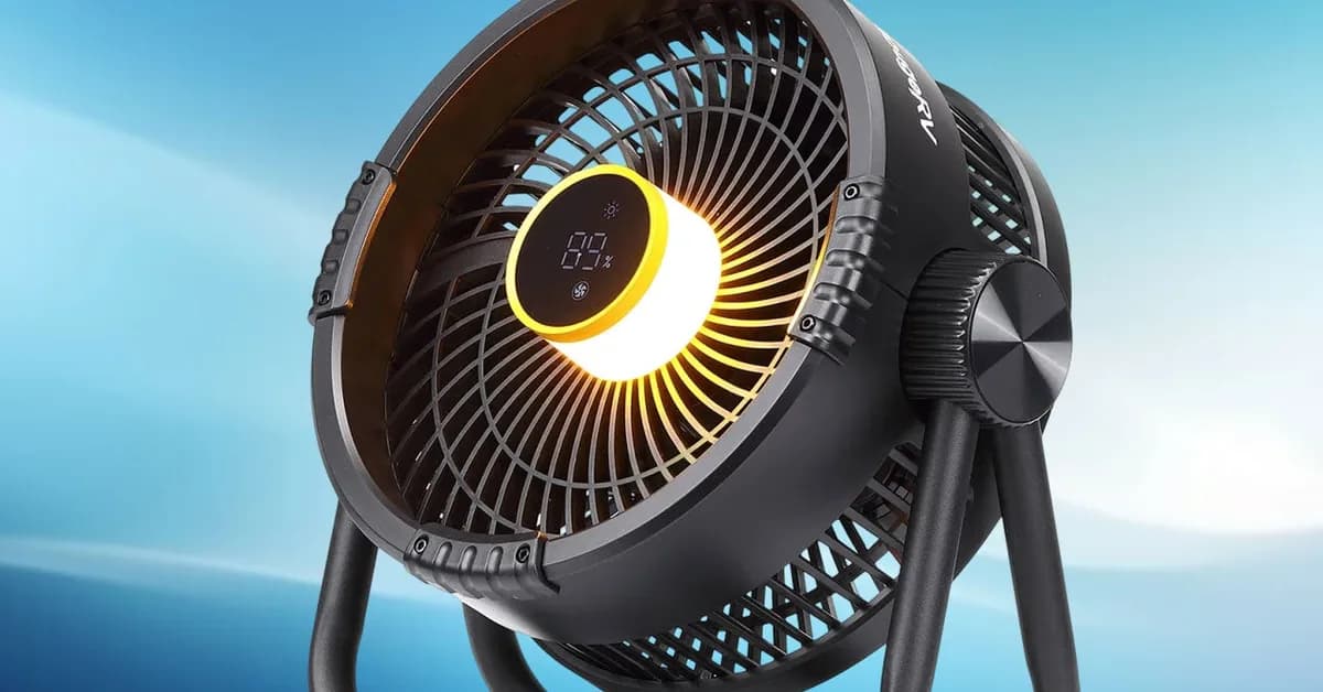 Save 40% Off This Portable Battery-Powered Fan, 20,000mAh Power Bank, and LED Lamp in One