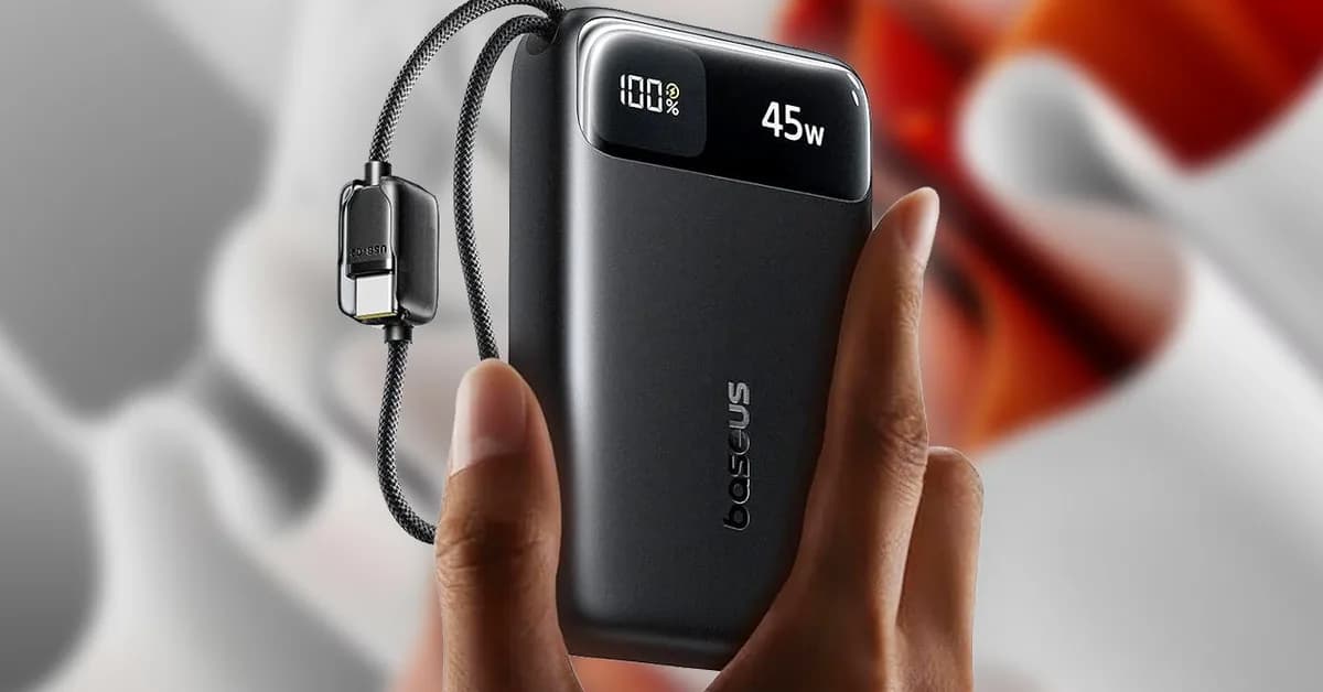 The Baseus 20,000mAh 45W Power Bank With Dual USB-C Cables Drops to $21 After Coupon