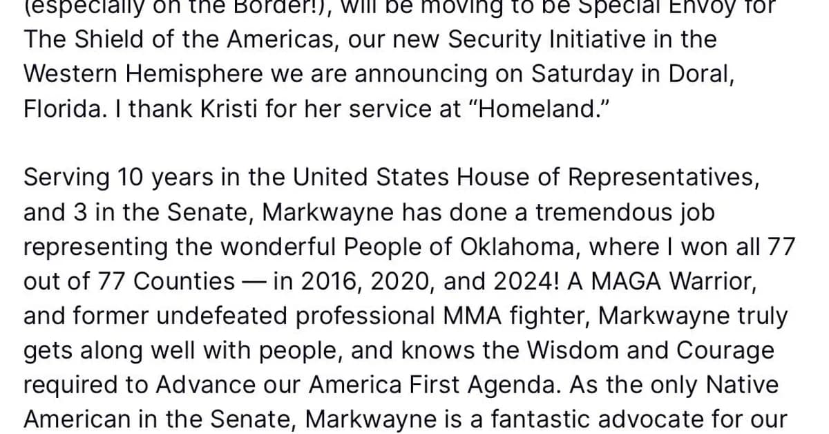 Trump Dumps Kristi Noem, Allowing Her To Spend More Time Murdering Dogs