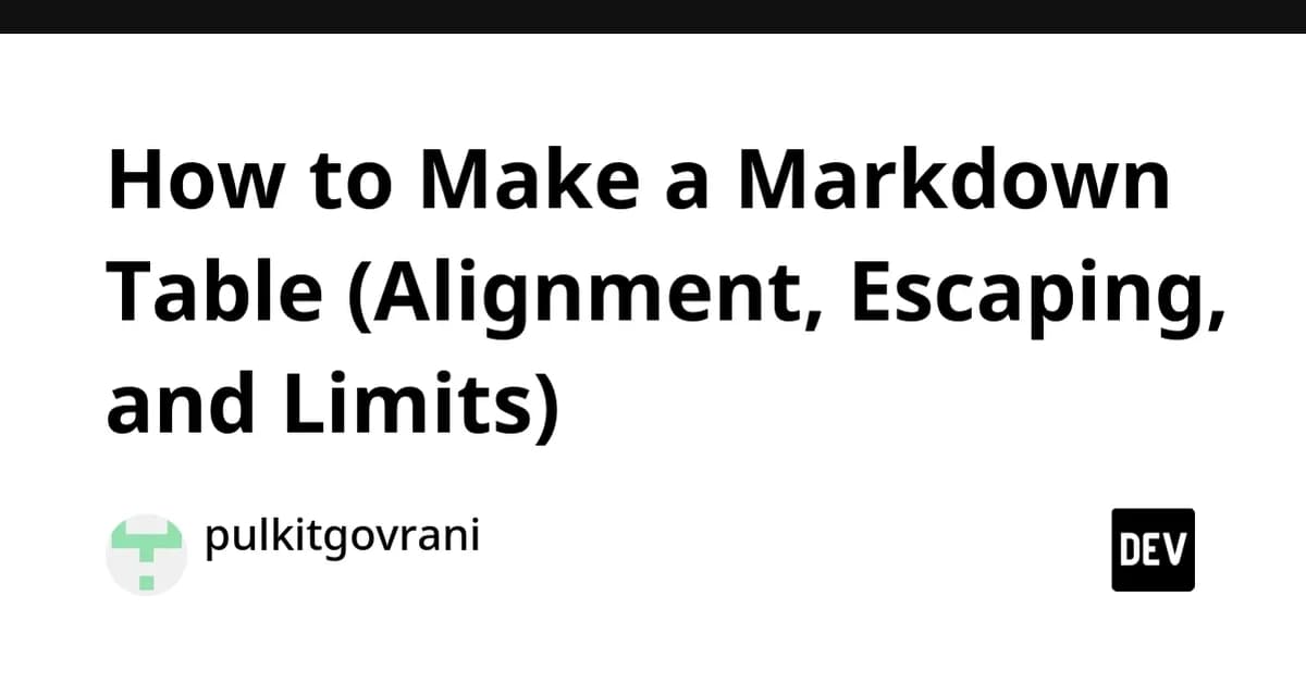 How to Make a Markdown Table (Alignment, Escaping, and Limits)