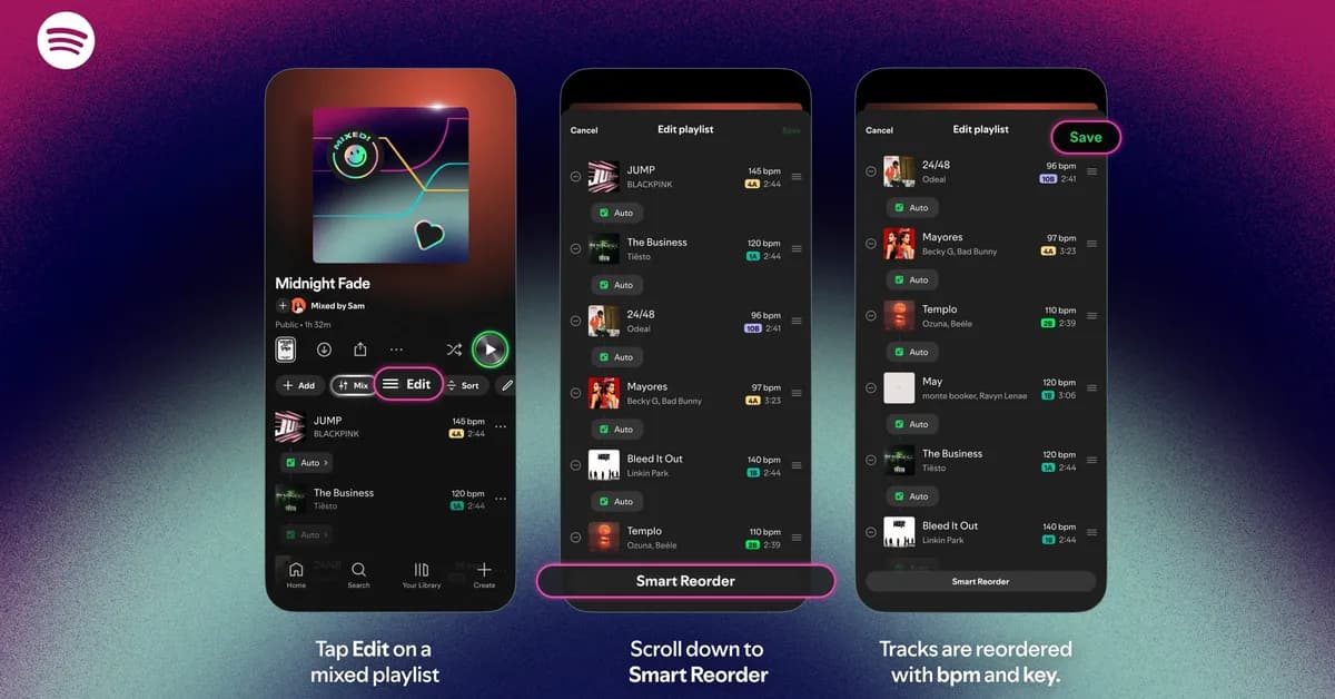 Spotify’s Smart Reorder treats your playlists like a DJ set