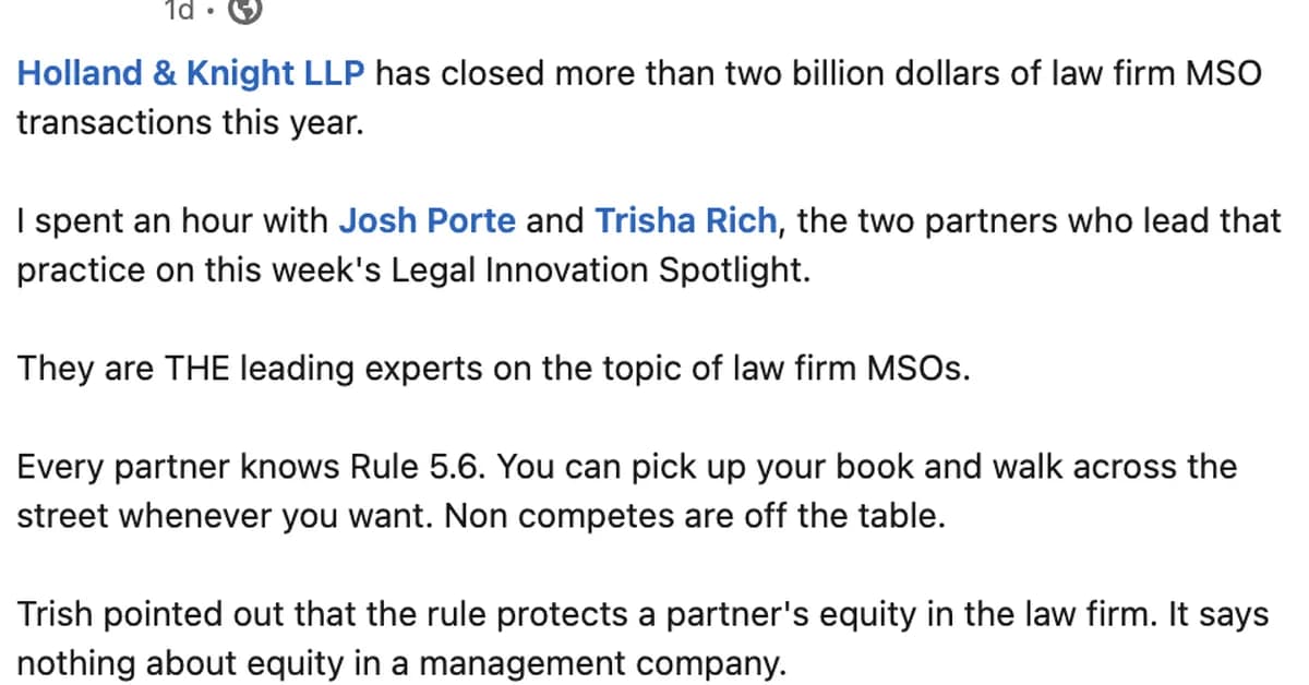 Private Equity Investment In Law Firms Floated As *One Neat Trick* To Get Around Ethical Obligations
