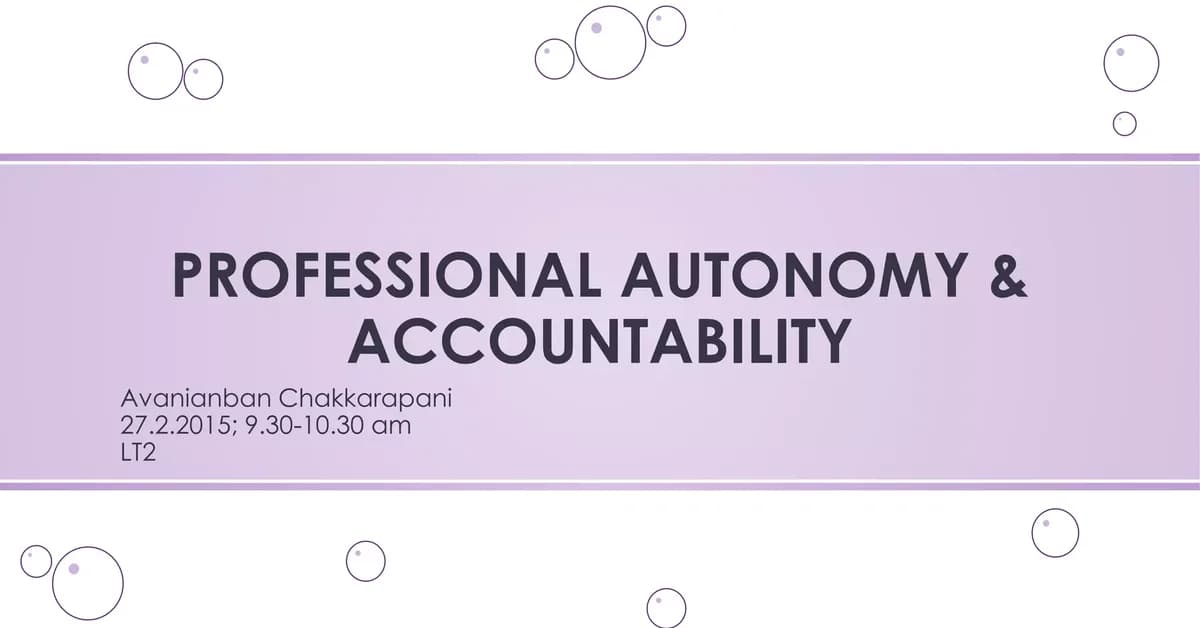 Autonomy and Accountability in Bioprocessing