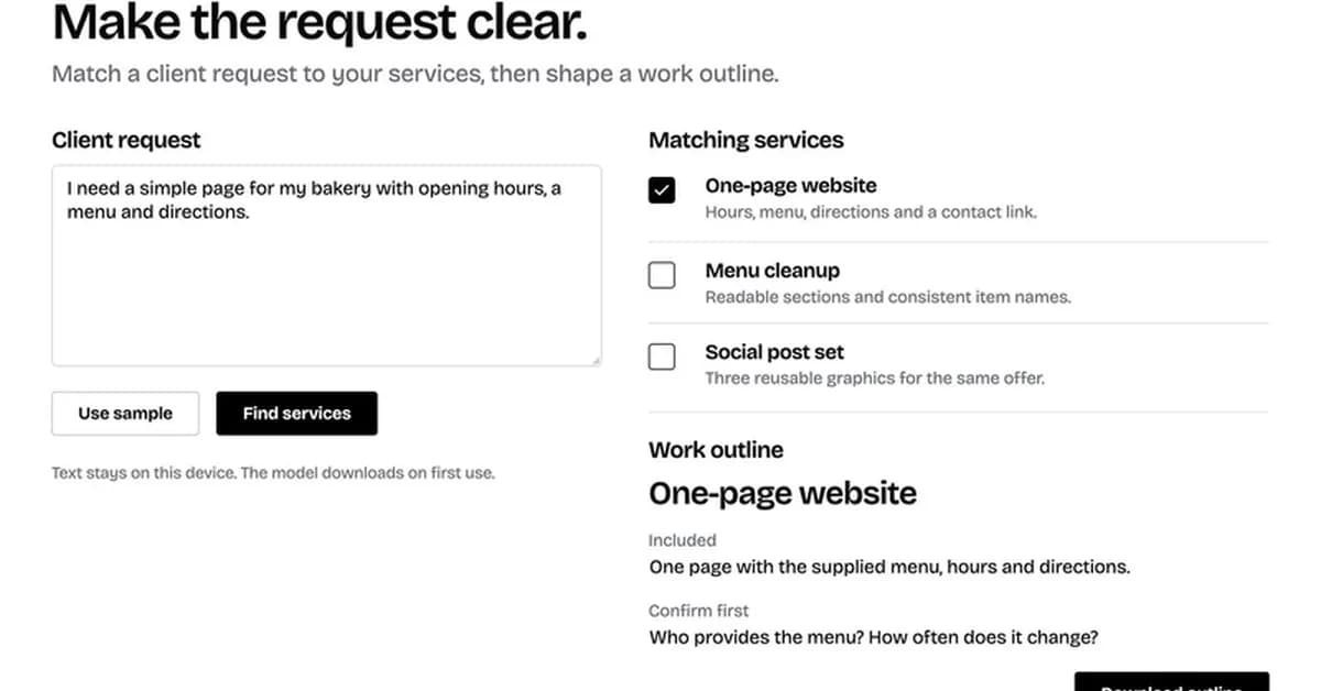 Scope Slip turns a request into a work outline