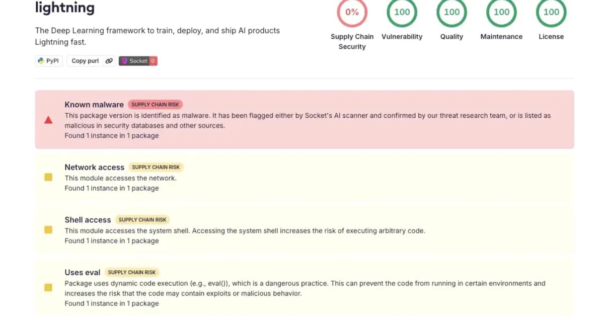 Popular Python Package lightning Hacked in Supply Chain Attack