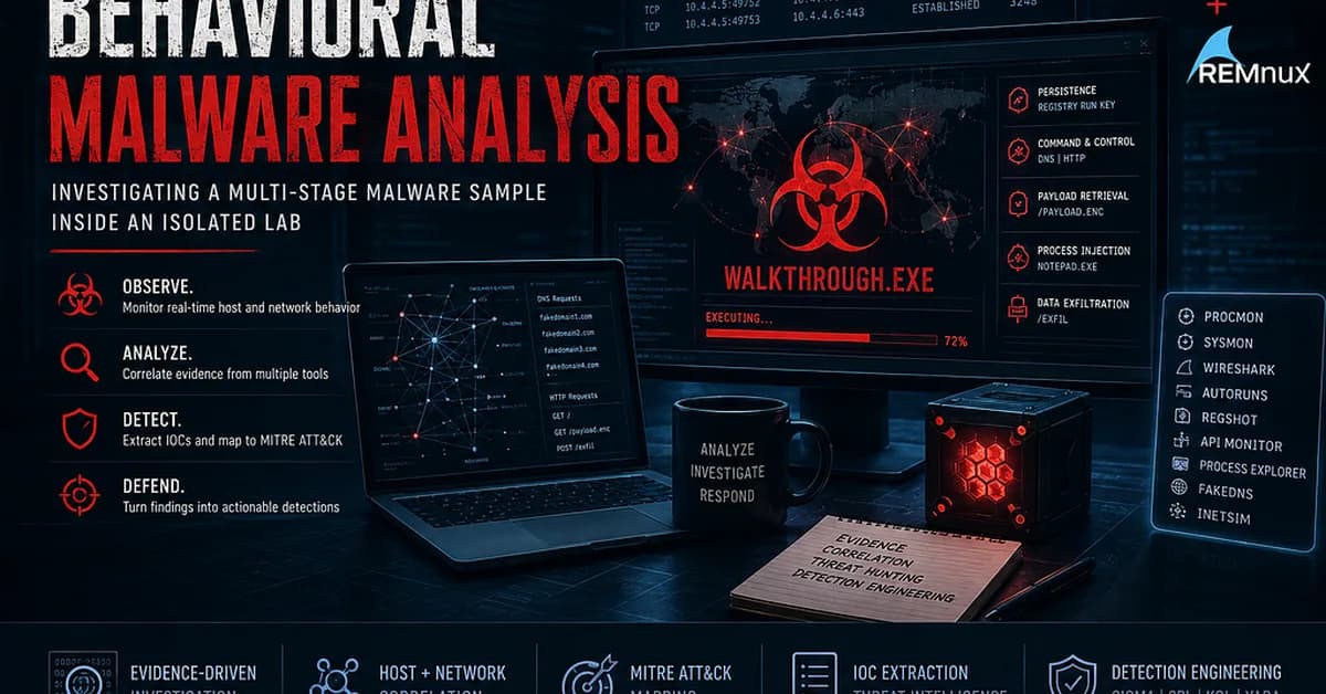 Behavioral Malware Analysis: Investigating a Multi-Stage Malware Sample Inside an Isolated Lab
