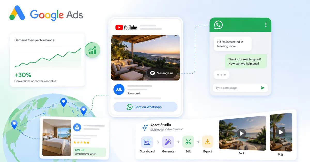 Google expands Demand Gen with messaging ads, travel tools and AI video creation