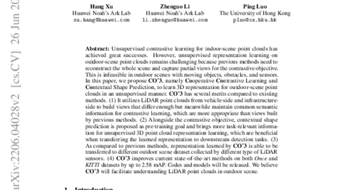 CO^3: Cooperative Unsupervised 3D Representation Learning for Autonomous Driving