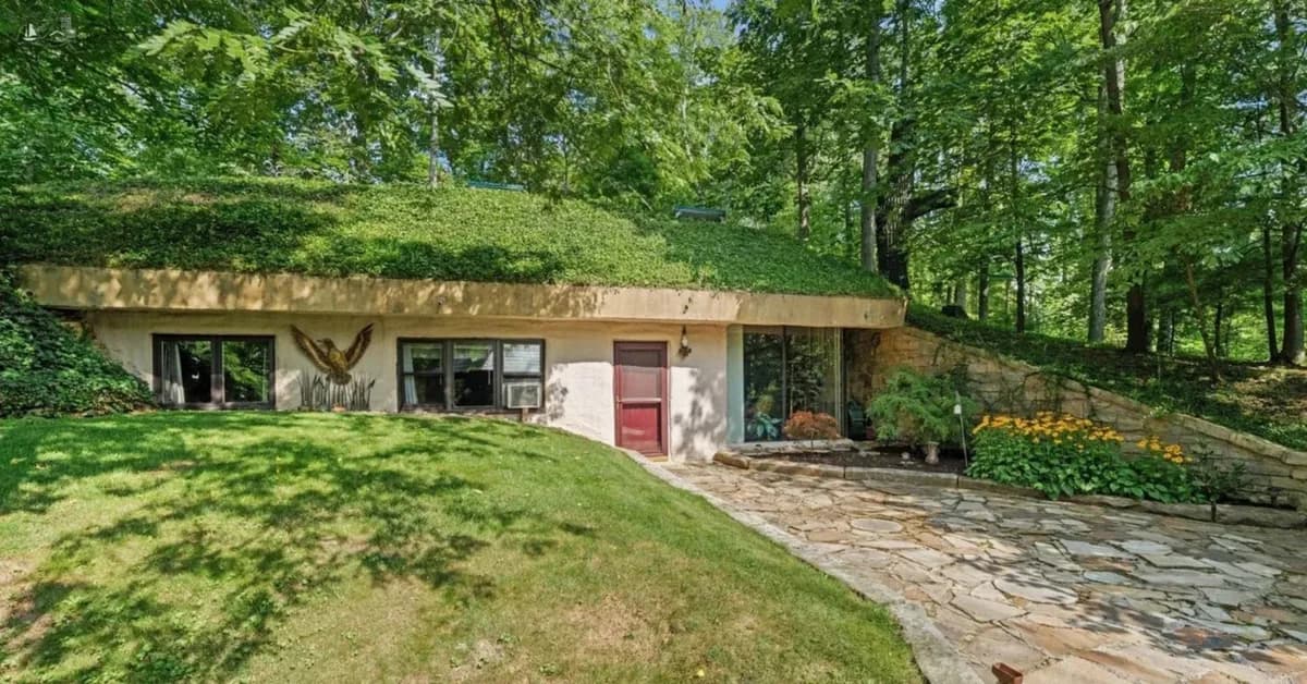 Earth-Sheltered Ohio Home That Is Built Almost Entirely Underground Comes With a Roof You Have to Mow
