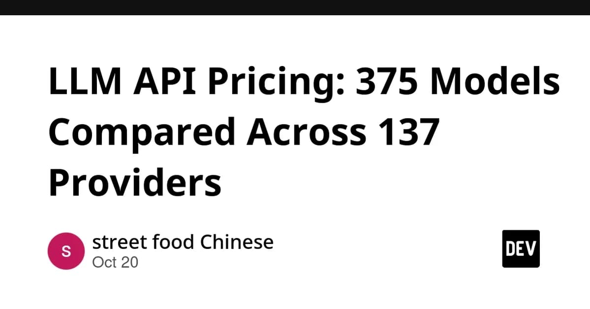 LLM API Pricing: 375 Models Compared Across 137 Providers