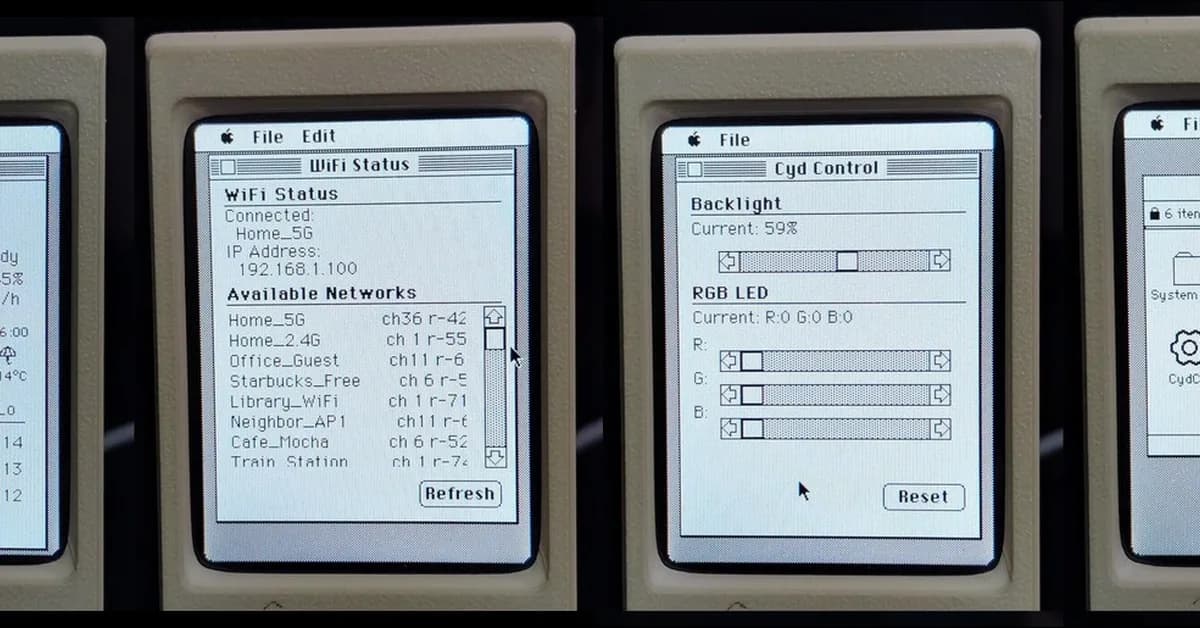 ESP32 Weather Display Runs Macintosh System 3