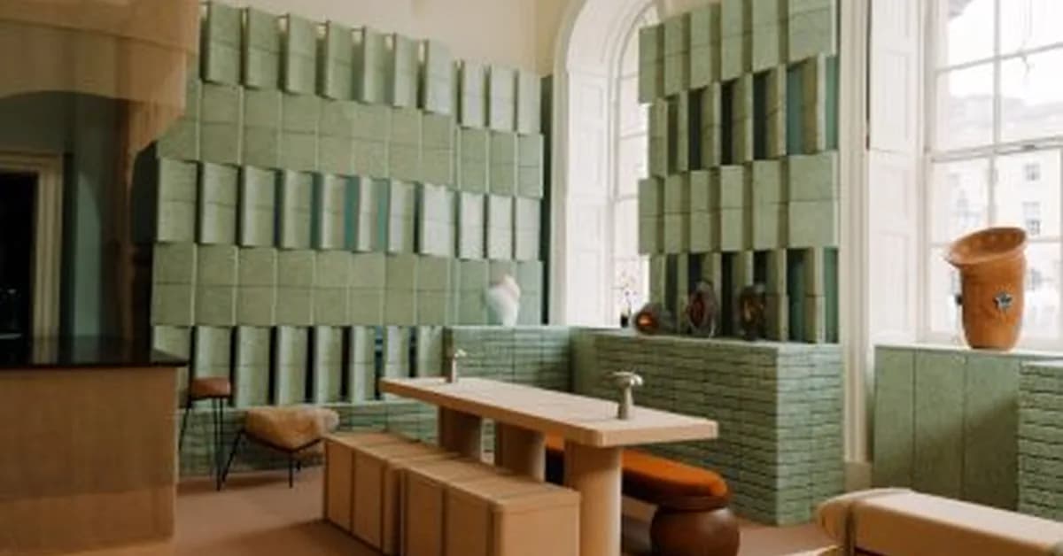 Tola Ojuolape designs textured green lounge space for Collect 2026