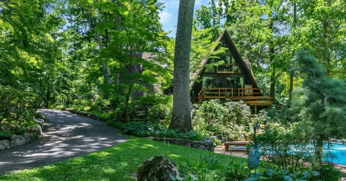 'Magical' New York A-Frame With Secret Gardens and 'Breathtaking' Walls of Glass Is Listed for $1.7 Million