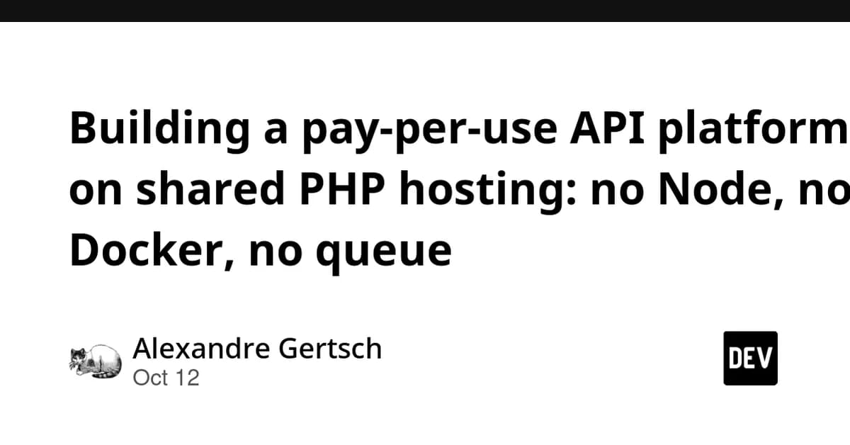 Building a pay-per-use API platform on shared PHP hosting: no Node, no Docker, no queue