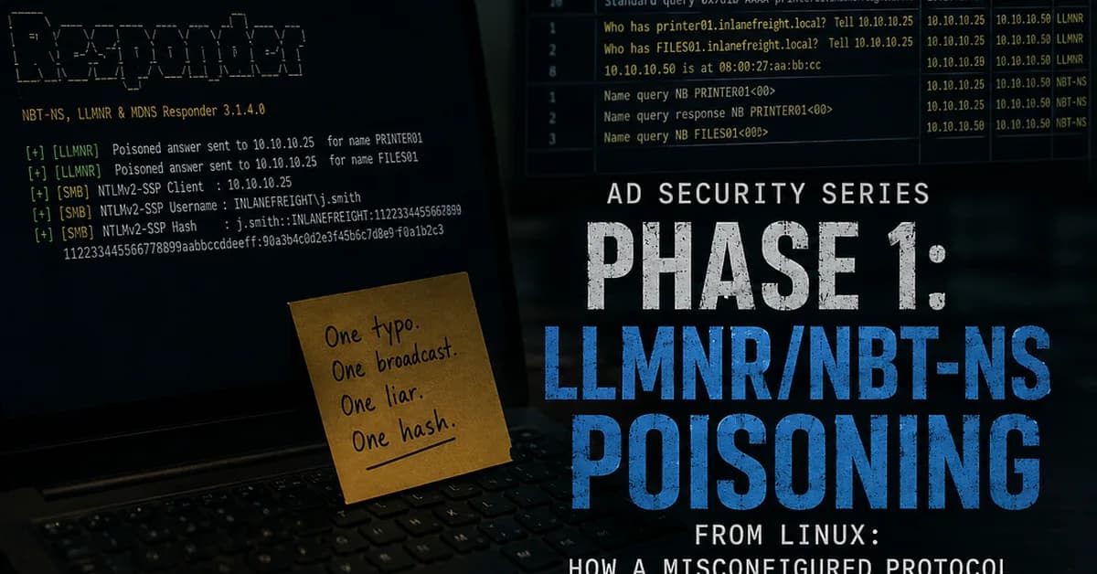 AD Security Series - Phase 1: LLMNR/NBT-NS Poisoning from Linux: How a Misconfigured Protocol Hands...