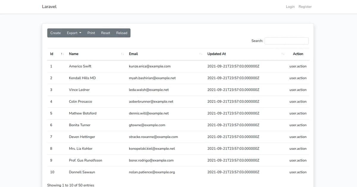 Server-Side DataTables Rendering in Laravel