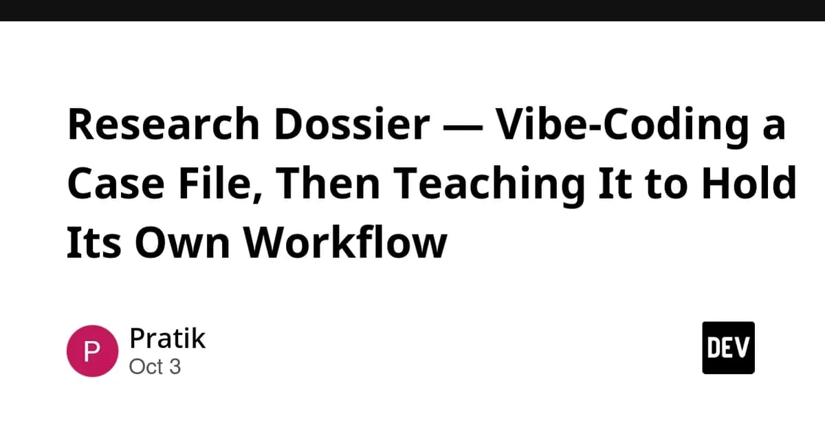 Research Dossier - Vibe-Coding a Case File, Then Teaching It to Hold Its Own Workflow