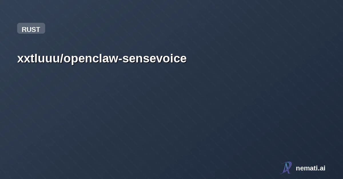 xxtluuu/openclaw-sensevoice — ⚡ Offline speech-to-text plugin for OpenClaw — 1s cold start, 228MB model, Chine