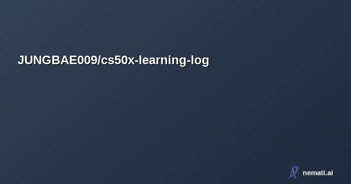 JUNGBAE009/cs50x-learning-log — A learning log of the core concepts and system fundamentals from Harvard’s CS50x