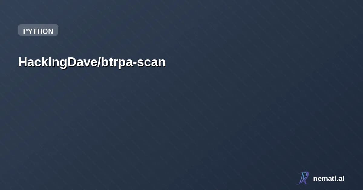 HackingDave/btrpa-scan — Bluetooth Low Energy (BLE) scanner with Resolvable Private Address (RPA) resolut