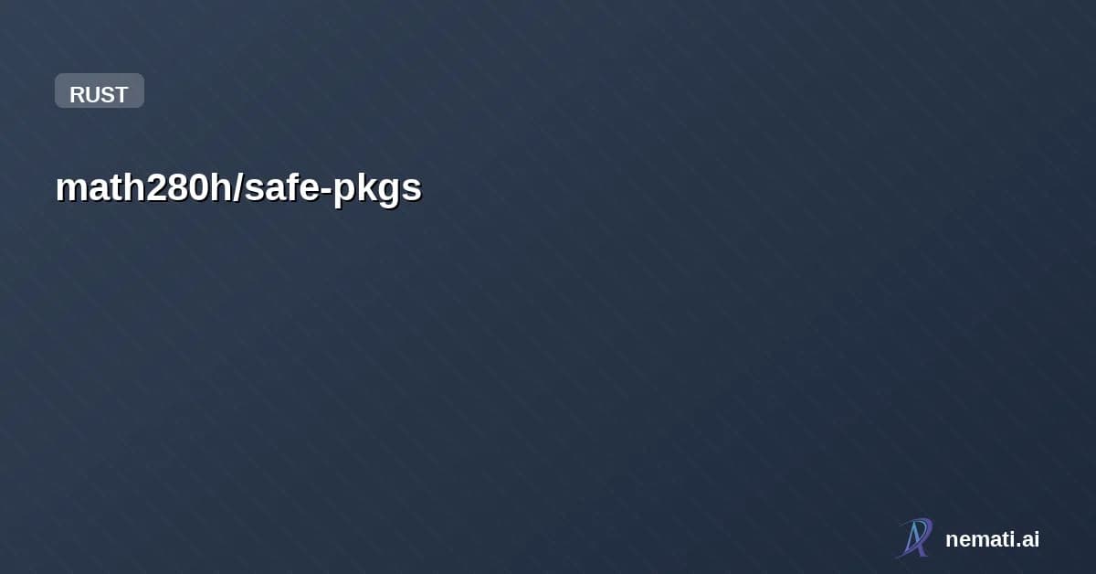 math280h/safe-pkgs — Package safety checks for AI agents before install via MCP